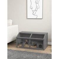 PawHut Wooden Small Pet Cage w/ Suspension Bridge, Ladders, none