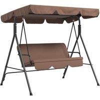 Outsunny 3-Seat Swing Chair Garden Swing Seat with Adjustable Canopy for Patio, Brown