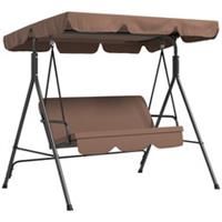 Outsunny Outdoor 3-person Porch Swing Chair with Adjustable Canopy Brown