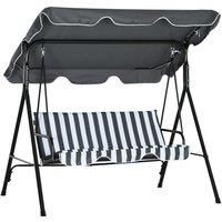 Outsunny 3-Seat Swing Chair Garden Swing Seat with Adjustable Canopy for Patio, Grey and White