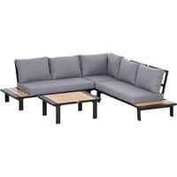 Outsunny 4 PCS Garden Furniture Conversation Set w/ Loveseat Table, Grey