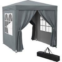 Outsunny Garden Pop Up Gazebo Marquee Party Tent Canopy with free Carrying Case, Removable 2 Walls, 2 Windows, 2m x 2m, Grey