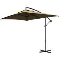 Outsunny 3x2m Cantilever Parasol with Cross Base, Banana Parasol with Crank Handle and 6 Ribs, Rectangular Hanging Patio Umbrella