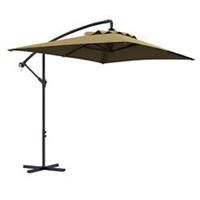 Outsunny 3 m Cantilever Parasol with Cross Base, Crank Handle, 6 Ribs, Brown