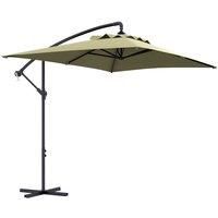 Outsunny 3 m Cantilever Parasol with Cross Base, Crank Handle, 6 Ribs, Beige
