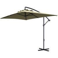 Outsunny 3x2m Cantilever Parasol with Cross Base, Banana Parasol with Crank Handle and 6 Ribs, Rectangular Hanging Patio Umbrella