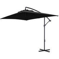 Outsunny 3x2m Cantilever Parasol with Cross Base, Banana Parasol with Crank Handle and 6 Ribs, Rectangular Hanging Patio Umbrella