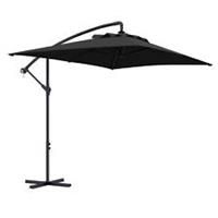 Outsunny 3 m Cantilever Parasol with Cross Base, Crank Handle, 6 Ribs, Black