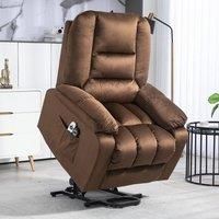 HOMCOM Riser and Recliner Chair for the Elderly, Quick Assembly, Fabric Overstuffed Lift Chair with Vibration Massage and Heat, Remote Control, Side Pockets, Dark Brown
