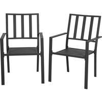Outsunny Metal Slatted Dining Chairs: Durable, Weather-Resistant Seating for Patios, Sleek Black Finish Aosom UK