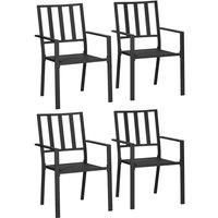 Outsunny 4 PCs Stackable Outdoor Garden Chairs with Metal Slatted Design, Black