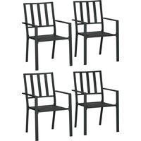Outsunny 4 PCs Patio Dining Chairs with Metal Slatted Design, Black