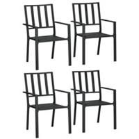 Outsunny 4 PCs Stackable Outdoor Garden Chairs with Metal Slatted Design, Black