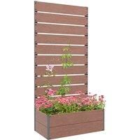 Outsunny Garden Planter with Trellis for Climbing Plants, Vines, Flowers, Freestanding Raised Bed for Garden, Outdoor, Patio, Planter Box with Drainage Gap, 72x38x150cm, Light Brown