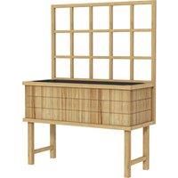 Outsunny Wooden Raised Planter with Trellis for Vine Climbing Plants, Elevated Garden Bed with Drainage Holes and Bed Liner