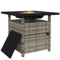 Outsunny 50,000 BTU Rattan Fire Pits for Garden, Propane Fire Pit Table, Grey
