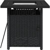 Outsunny Outdoor PE Rattan Fire Pits for Garden, 50,000 BTU Propane Fire Pit Table with Glass Wind Guard, Black