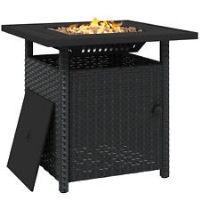 Outsunny 50,000 BTU Rattan Fire Pits for Garden, Propane Fire Pit Table, Black
