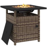 Outsunny 50,000 BTU Rattan Fire Pits for Garden, Propane Fire Pit Table, Brown