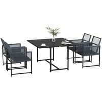 Outsunny 5 Pieces Patio Dining Set with Foldable Back for Poolside, Dark Grey, Dark Grey
