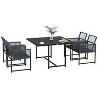 Outsunny 5 Pieces Patio Dining Set with Foldable Back for Poolside, Dark Grey