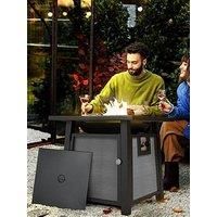 Outsunny Propane Gas Fire Pit Table, 50,000 BTU Smokeless Firepit Outdoor Patio Heater with Waterproof Cover, Glass Beads and Lid, 71 x 71 x 66.5cm, Dark Grey