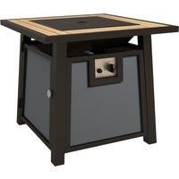 Outsunny Gas Fire Pit Table, 50,000 BTU with Protective Cover and Decorative Glass Beads, Dark Grey