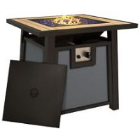Outsunny Gas Fire Pit Table with 50,000 BTU Burner, Cover, Glass Beads, Grey