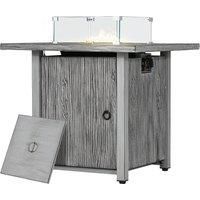 Outsunny 40,000 BTU Gas Fire Pit Table with Cover, Glass Screen and Glass Beads, Grey