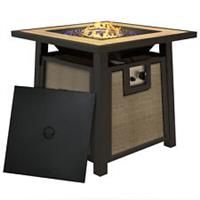 Outsunny Gas Fire Pit Table with 50,000 BTU Burner, Cover, Glass Beads, Brown