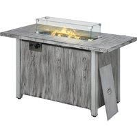 Outsunny 50,000 BTU Gas Fire Pit Table with Cover, Glass Screen and Glass Beads, Grey