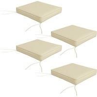 Outsunny 4-Piece Seat Cushions Pillow Replacement, Patio Chair Cushions Set with Ties for Indoor Outdoor, Beige