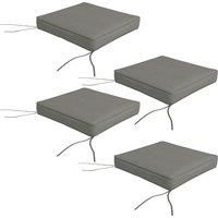Outsunny 4-Piece Seat Cushions Pillow Replacement, Patio Chair Cushions Set with Ties for Indoor Outdoor, Charcoal Grey