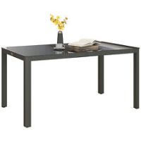 Outsunny Outdoor Dining Table for 6 with Glass Top, Aluminium Frame, Grey