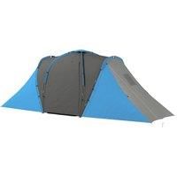 Outsunny Large Camping Tent Tunnel Tent with 2 Bedroom and Living Area, 2000mm Waterproof, Portable with Bag for 4-6 Man, Blue