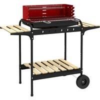 Outsunny Outdoor 5-Level Grill Height Charcoal Barbecue Grill Trolley, Red