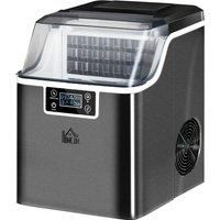HOMCOM Ice Maker Machine Countertop, 20Kg in 24 Hrs, 24 Cubes Ready in 14-18Mins, Stainless Steel Ice Cube Maker, 3.2L w/ Adjustable