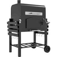 Portable Charcoal BBQ Grill Smoker w/ Folding Shelves Thermometer Bottle Opener