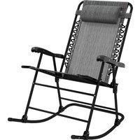 Outsunny Folding Rocking Chair Outdoor Portable Zero Gravity Chair w/ Headrest Grey
