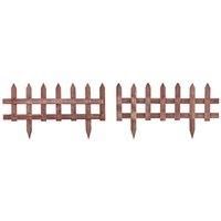 Outsunny Pack of 12 Wooden Plant Border Fence Garden Fixed Picket Fence Brown, Brown