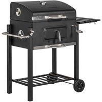 Outsunny Charcoal Grill BBQ Trolley - Black