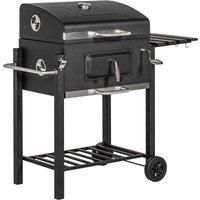 Outsunny Charcoal Grill, with Height-Adjustable Coal Pan - Black