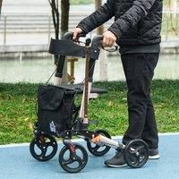 Homcom 4 Wheel Rollator With Seat And Back, Gold Tone, none