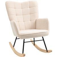 HOMCOM Wingback Rocking Chair for Nursing, Berber Fleece Nursery Glider Rocker, Modern Armchair for Living Room, Beige