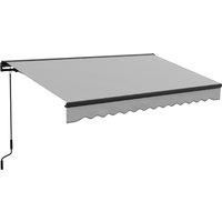 Outsunny 3.5 x 2.5m Aluminium Frame Electric Awning, Retractable Awning Sun Canopies for Patio Door Window, Light Grey