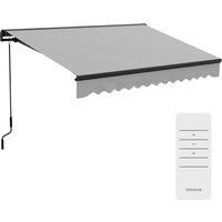 Outsunny 3 x 2m Aluminium Frame Electric Awning, Retractable Awning Sun Canopies for Patio Door Window, Light Grey