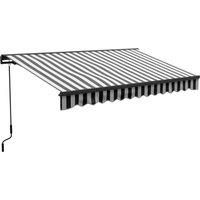 Outsunny 3.5 x 2.5m Aluminium Frame Electric Awning, Retractable Awning Sun Canopies for Patio Door Window, Grey and White