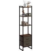 HOMCOM Industrial Storage Shelf With 2 Fabric Drawers - Rustic Brown