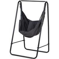 Outsunny Hammock Chair with Stand, Hammock Swing Chair with Cushion, Dark Grey