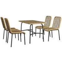 Outsunny 4 Seater Rattan Garden Furniture Set w/ Tempered Glass Tabletop